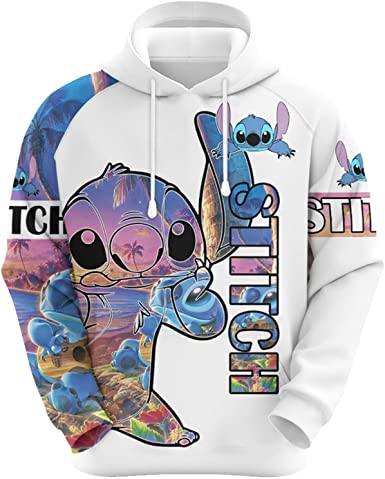 Lilo And Stitch Hoodies Funny Stitch Print Casual Streetwear Hoodies