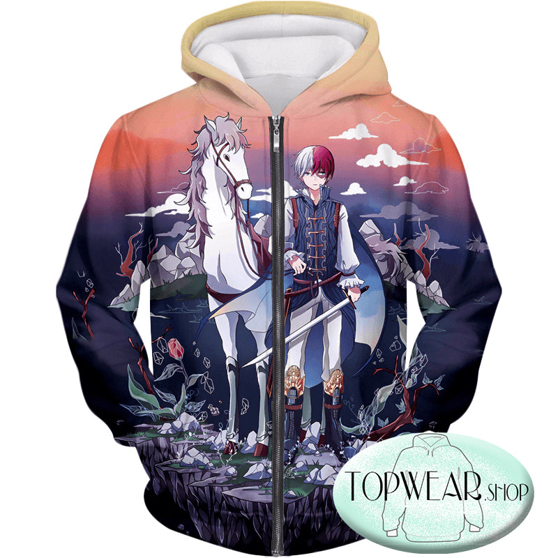 My Hero Academia Hoodies - Fictional Shoto Todoroki Fantasy Anime Zip Up Hoodie