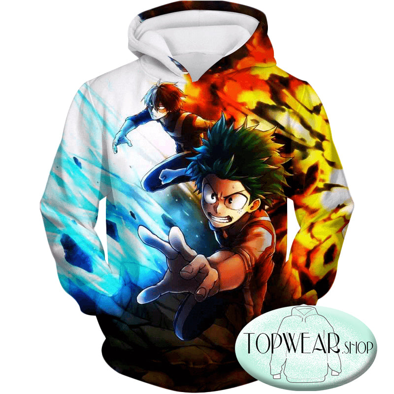 My Hero Academia Hoodies - Izuki Midoriya and Shoto Todoroki Action Pullover 3D Hoodie