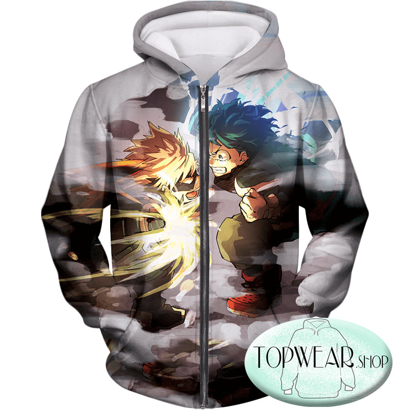 My Hero Academia Hoodies - Midoriya Vs Bakugo Action 3D Hoodie