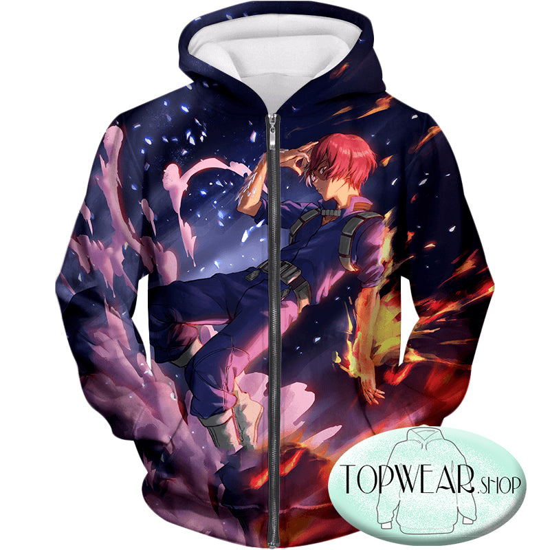 My Hero Academia Hoodies - Shoto Todoroki Awesome Action Hero Zip Up Hoodie