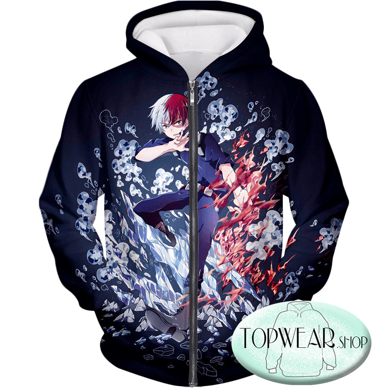 My Hero Academia Hoodies - Shoto Todoroki Awesome Anime Zip Up Hoodie