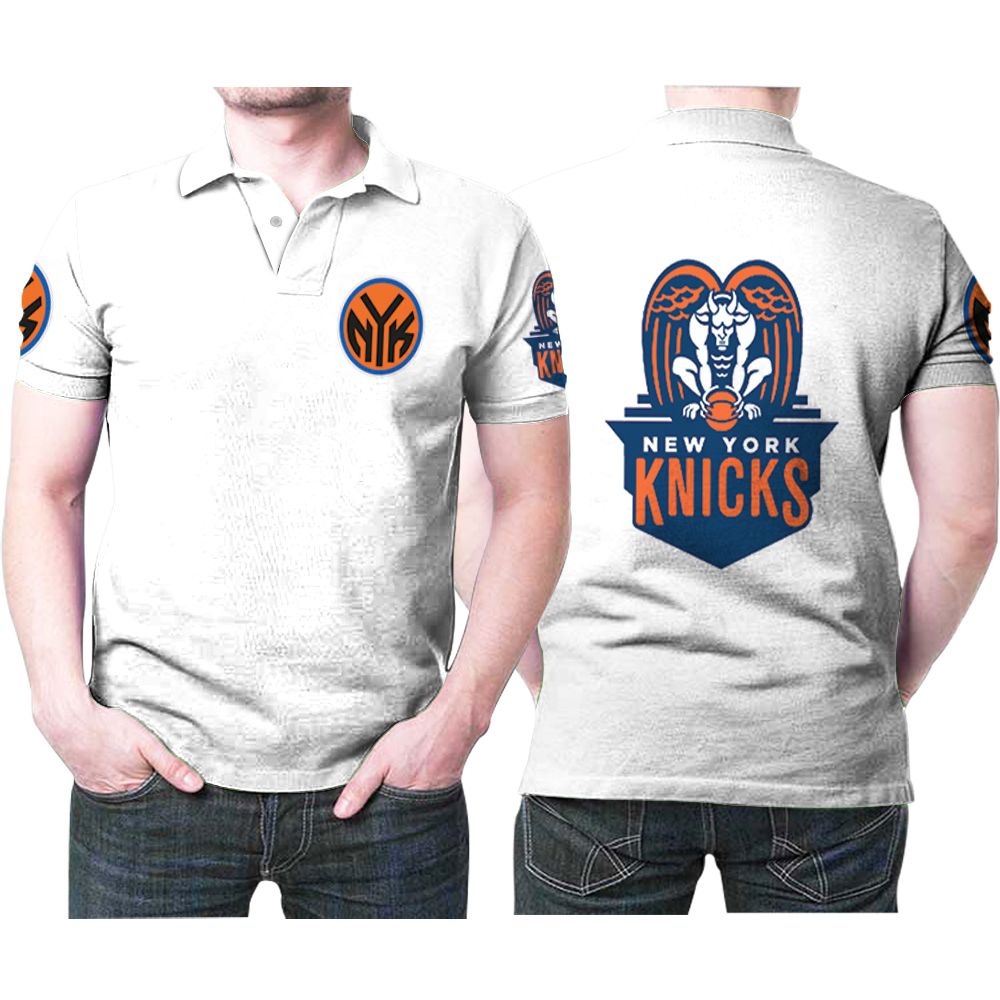 New York Knicks Basketball Classic Mascot Logo Gift For Knicks Fans White Polo Shirt All Over Print Shirt 3d T-shirt