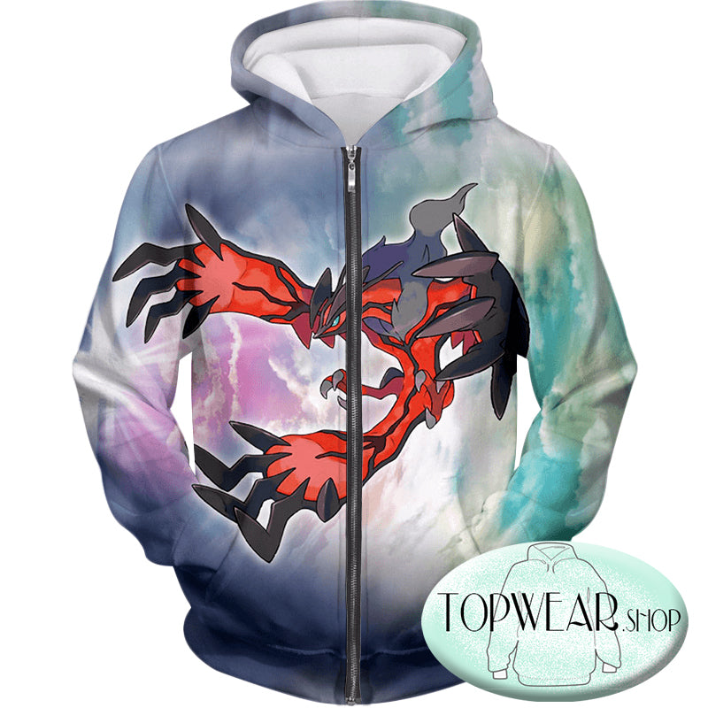 Pokemon Hoodies - Dark Flying Pokemon Yveltal Zip Up Hoodie