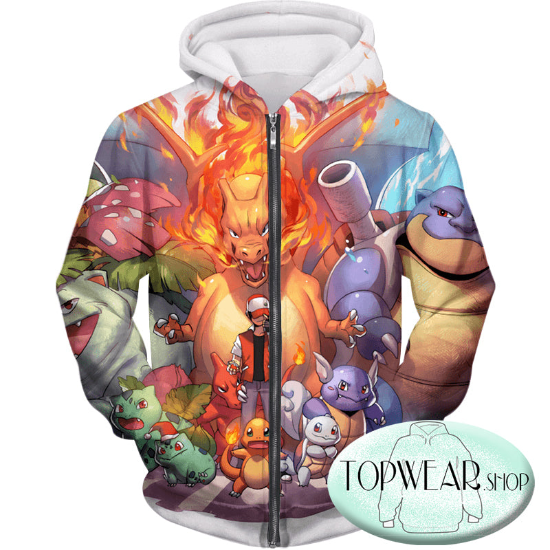 Pokemon Hoodies - First Generation Pokemons 3D Zip Up Hoodie