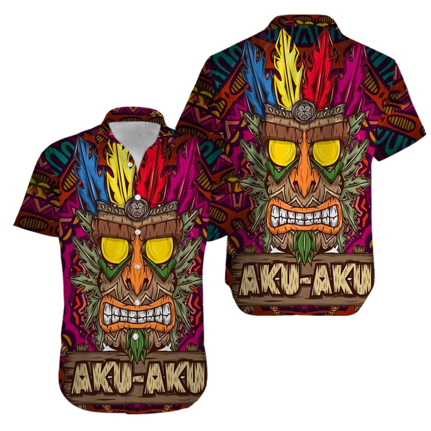Aku Aku Tiki Hello Summer Aloha Hawaiian Shirts