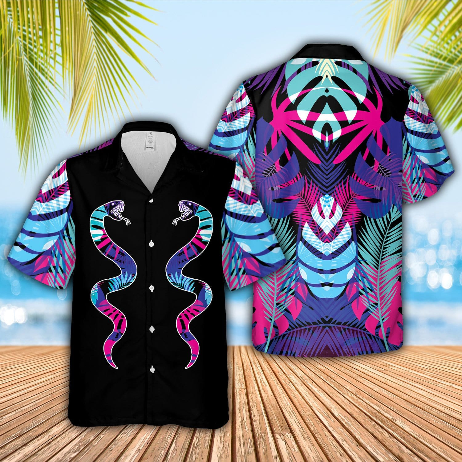 Aloha Vibrant Snakes Hawaiian Shirts Va