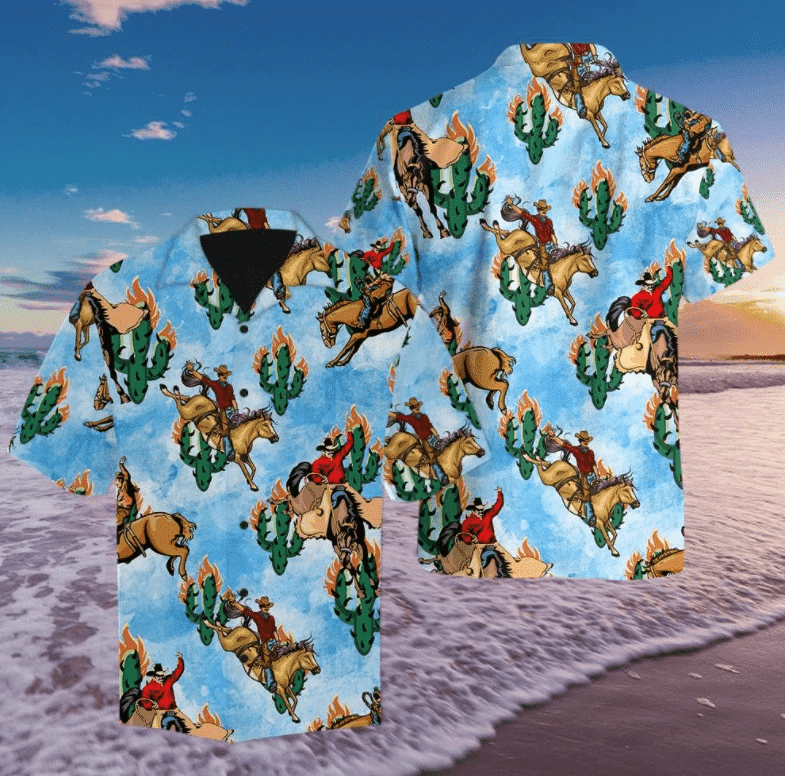 Amazing Cowboy Life And Cactus Hawaiian Aloha Shirts