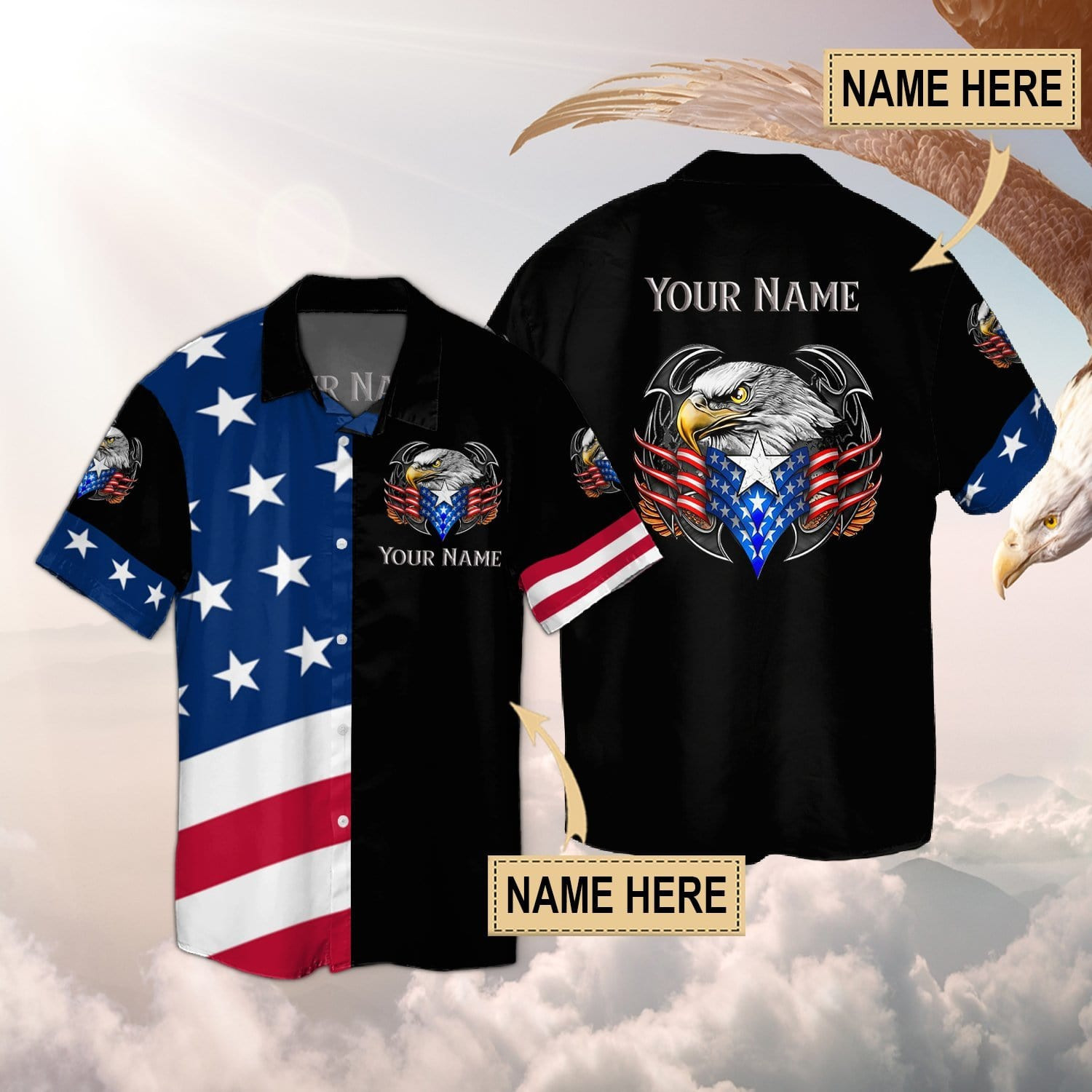 Amazing Eagle With American Flag Hawaiian Aloha Shirts