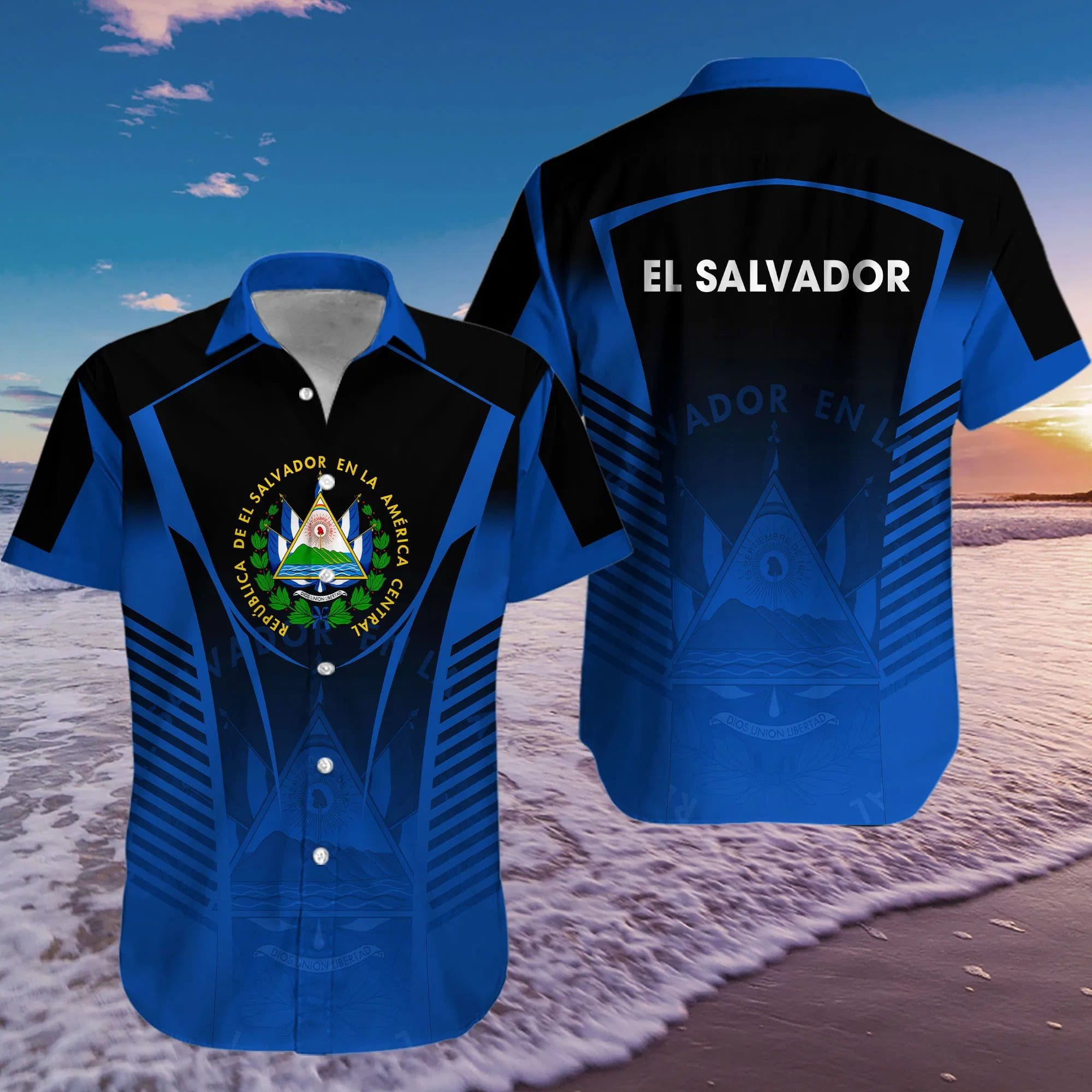 Amazing El Salvador America Navy Pattern Hawaiian Shirts