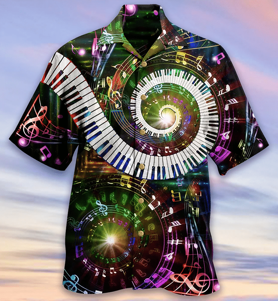 Amazing Galaxy Piano Keyboard Hawaiian Aloha Shirts Music Lover Dh