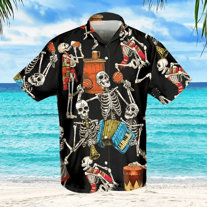 Amazing Music Skeleton Plays Accordion Hawaiian Shirts