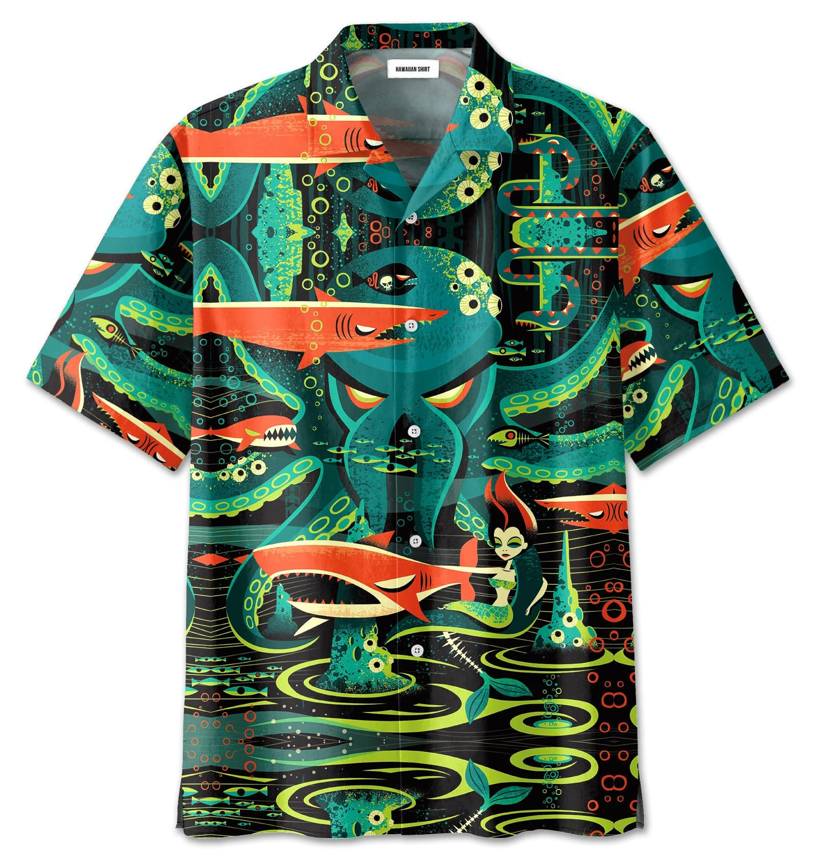 Amazing Octopus In Deep Sea Art Unisex Hawaiian Aloha Shirts 24521Dh