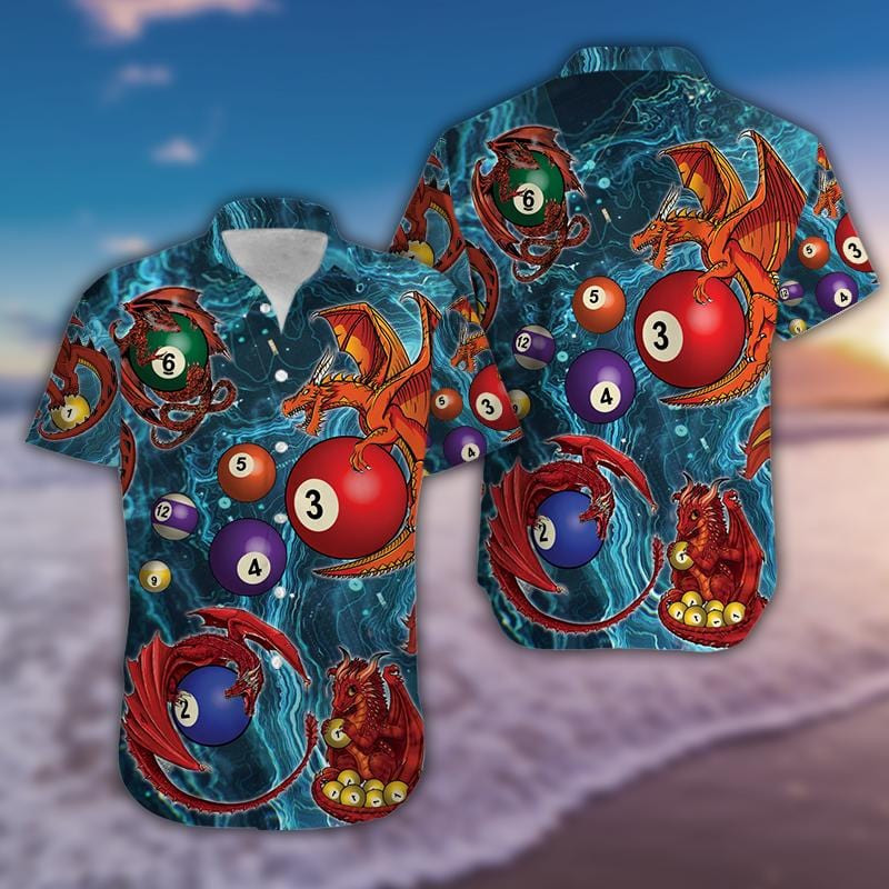 Amazing Thunder Billiard Dragon Blue Unisex Hawaiian Shirts 260421H