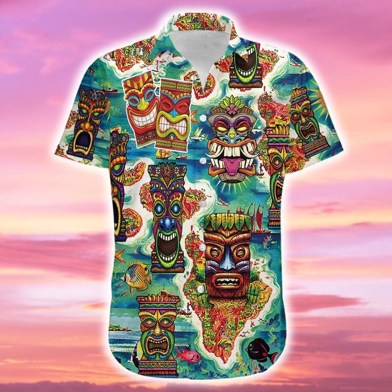 Amazing Tiki Tiki Cant You See Green Unisex Hawaiian Shirts