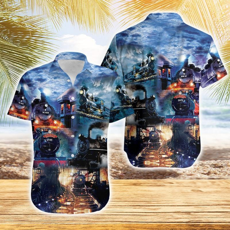 Amazing Train In Darkness Unisex Hawaiian Shirts