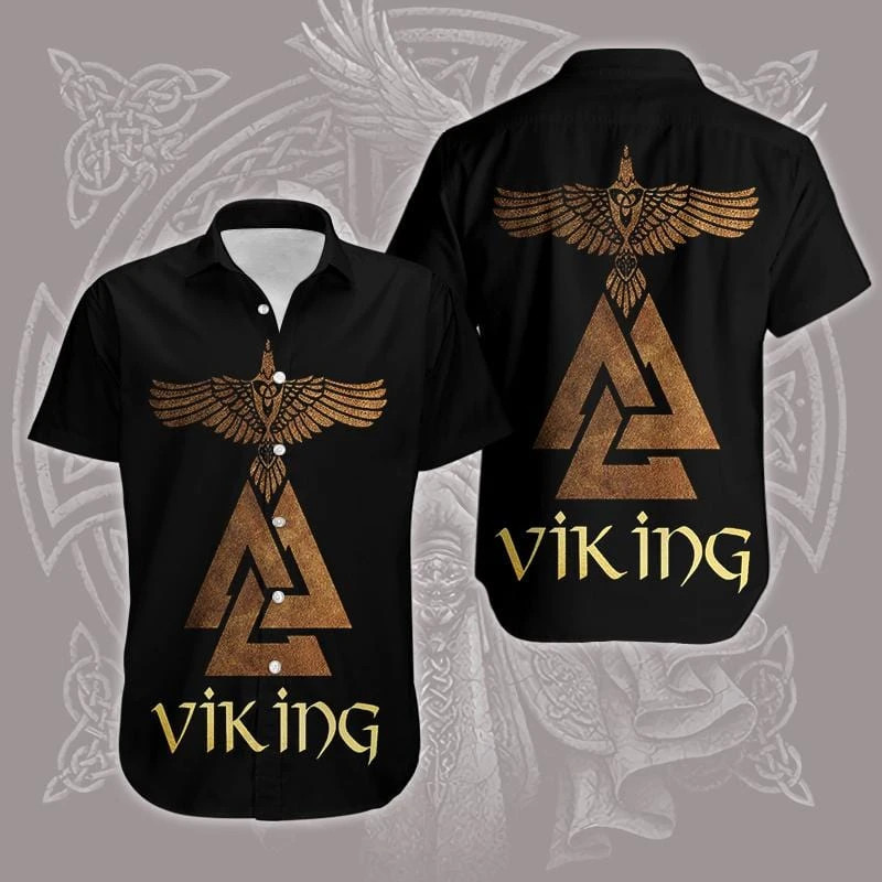 Amazing Viking Golden Pattern Hawaiian Aloha Shirts Dh