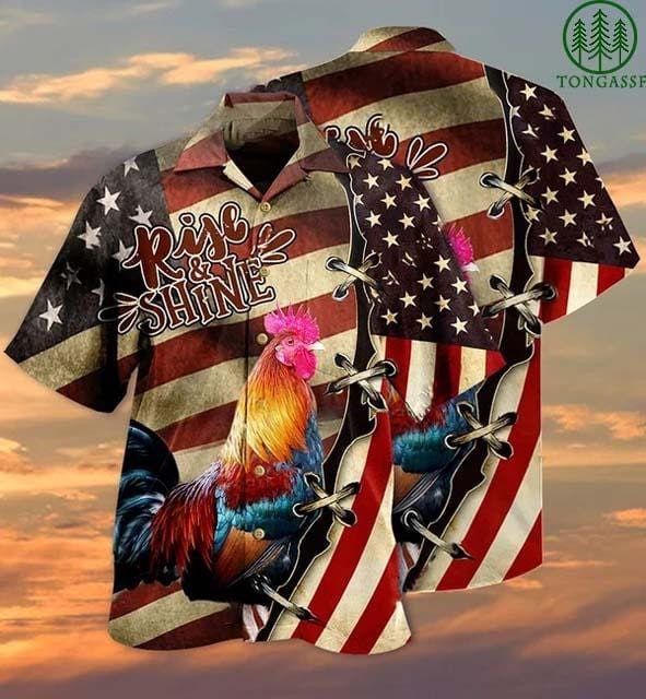 America Chicken Rise And Shine Hawaiian Aloha Shirts Kv