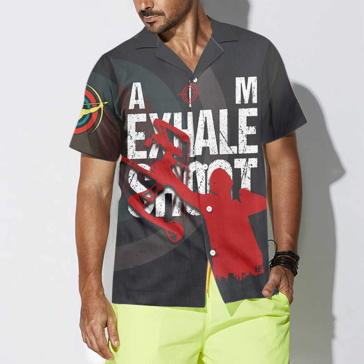 Archery Aim Exhale Shoot Cool Hawaiian Aloha Shirts