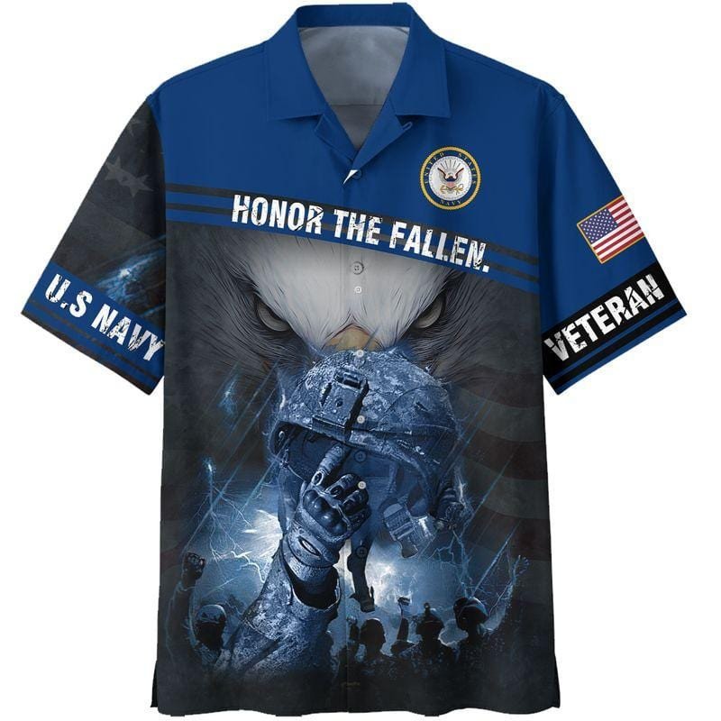 Army Helmet Honor The Fallen Us Navy Unisex Hawaiian Shirts