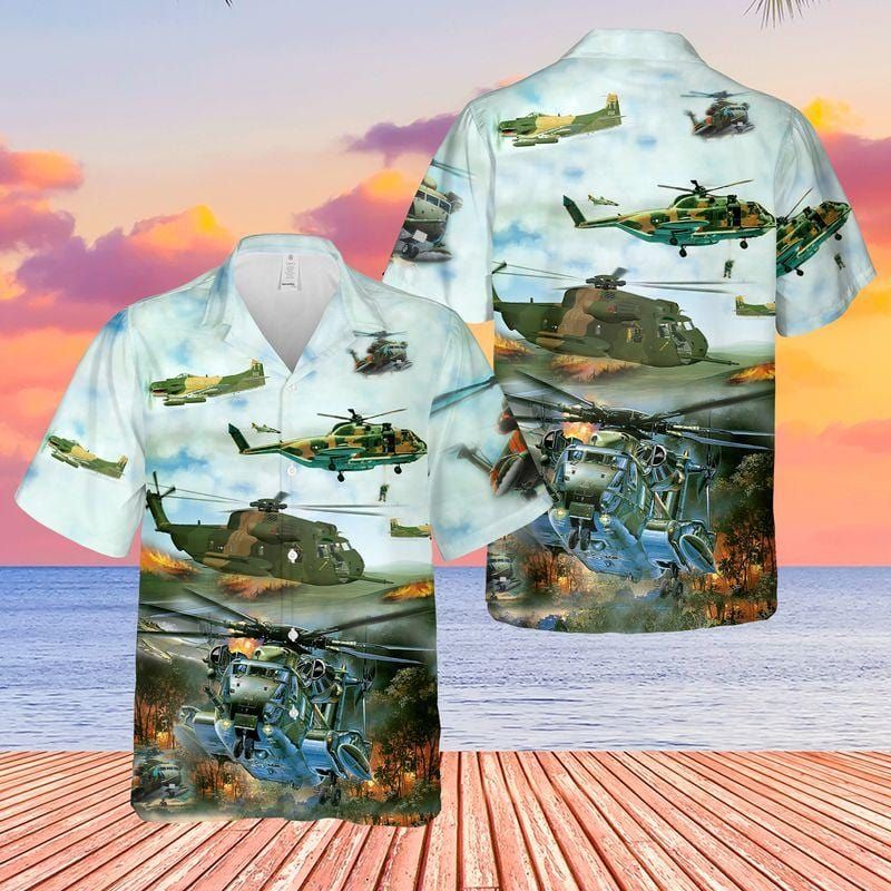 Awesome Us Air Force Sikorsky Ch-53 Jolly Green Giant Helicopter Unisex Hawaiian Shirts - Beach Shorts