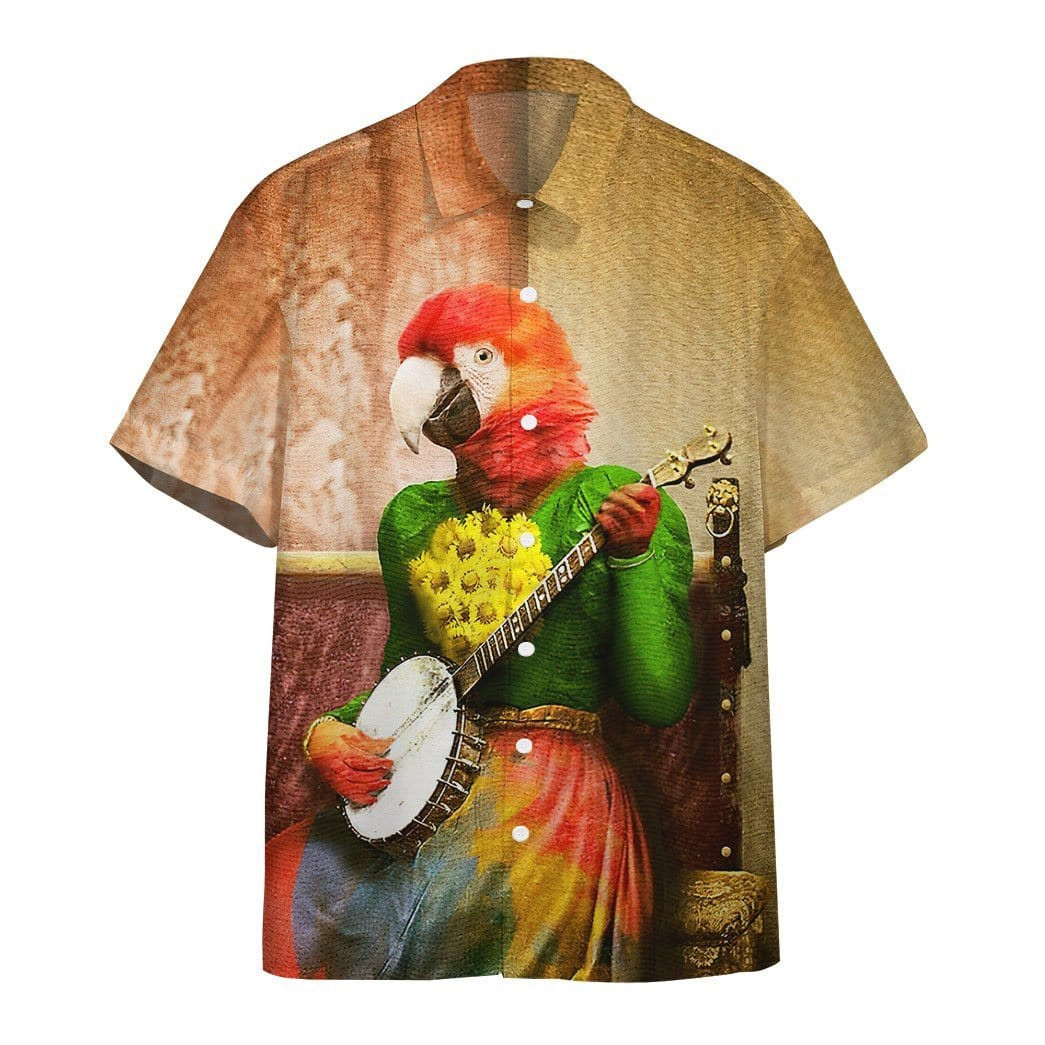 Banjo Parrot Plucks A Pretty Tune Hawaiian Aloha Shirts Dh