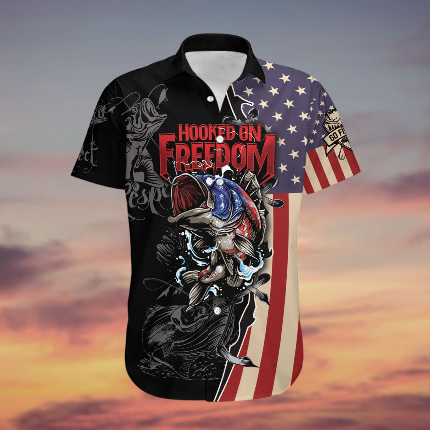 Bass Fishing Proud American Fisherman Hooked On Freedom Us Flag Unisex Hawaiian Aloha Shirts Bass Fishing Proud American Fisherman Hooked On Freedom Us Flag Unisex Hawaiian Aloha Shirts