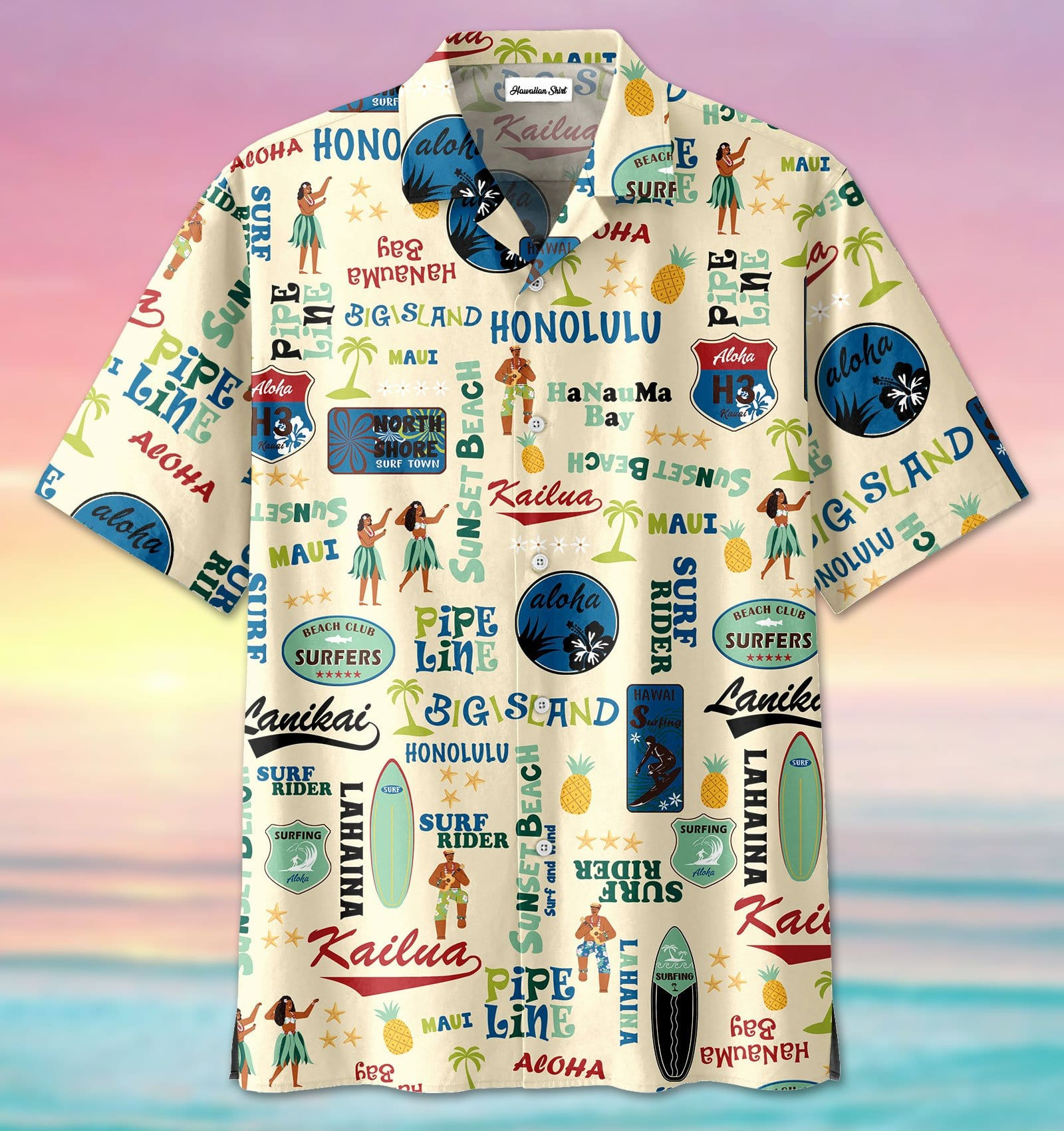 Big Island Kailua Tiki Tiki Hawaiian Shirts