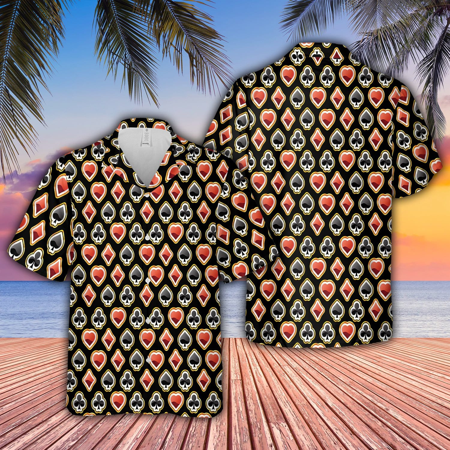 Black Red Casino Poker Unisex Hawaiian Shirts
