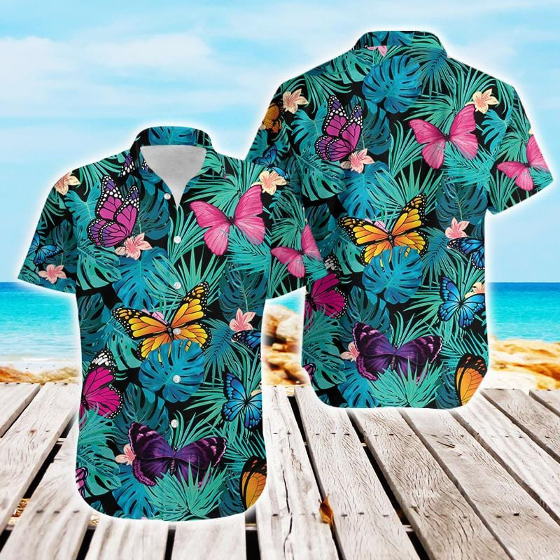 Butterfly Summer Vibe Tropical Hawaiian Aloha Shirts Dh