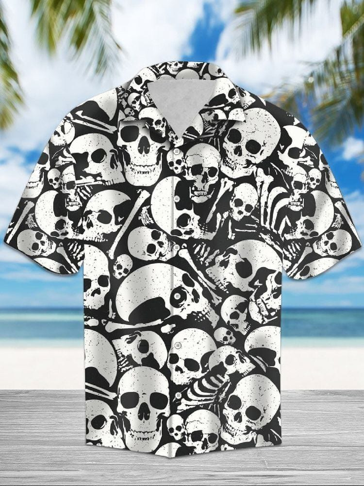 Bw Skull Bone Unisex Hawaiian Shirts