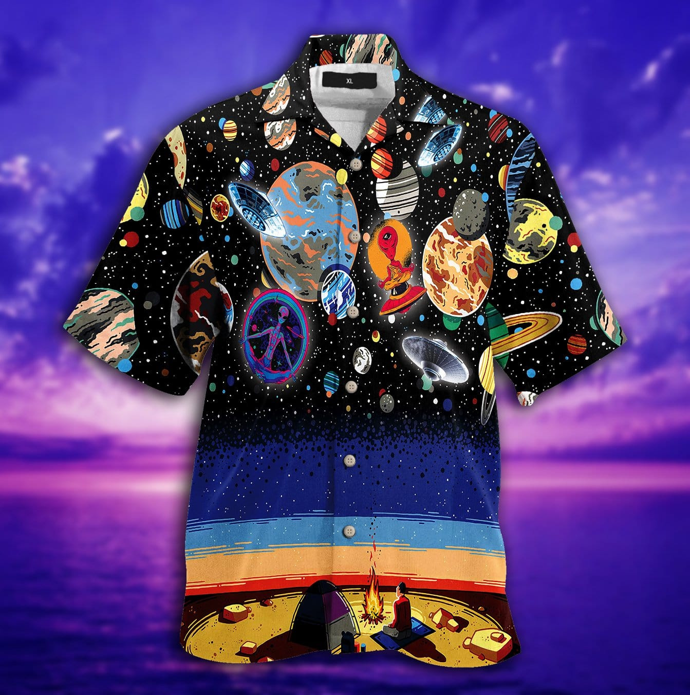 Camping With Ufo Hawaiian Aloha Shirts Dh