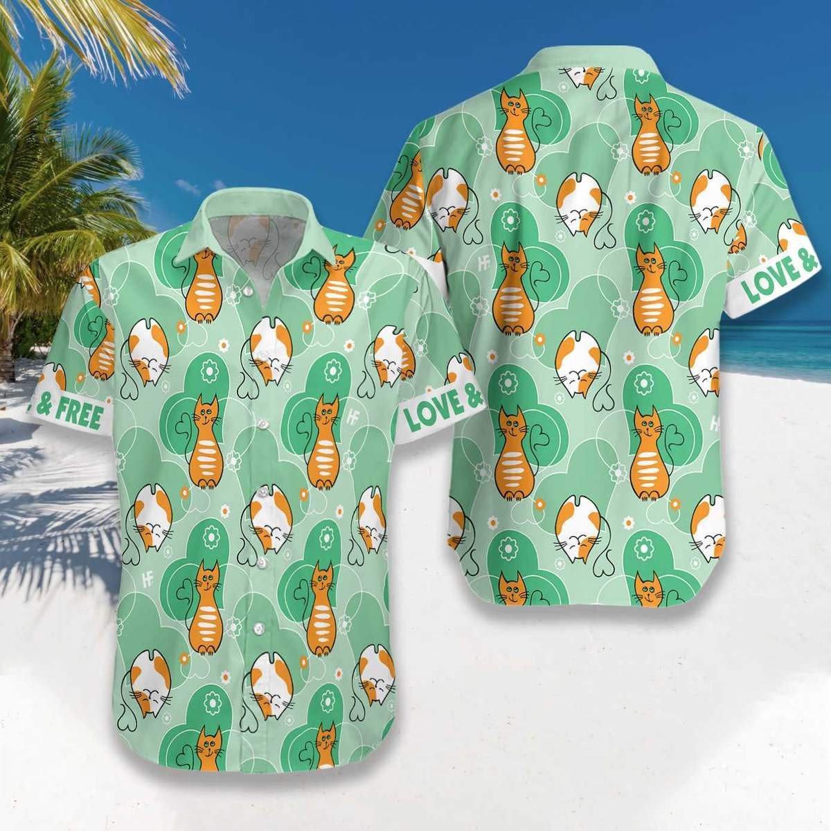 Cat Love And Free Unisex Hawaiian Aloha Shirts