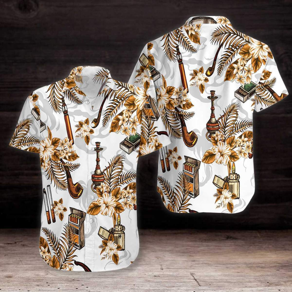 Cigarette Tobacco Pattern Version Hawaiian Shirt Xh