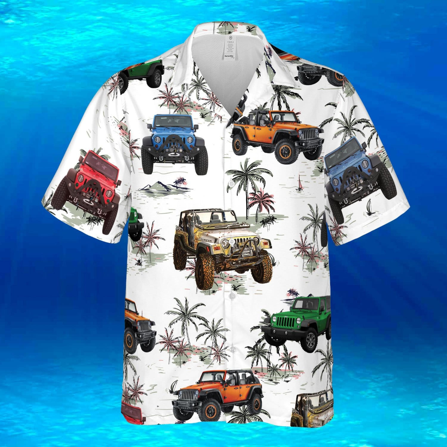 Coconut Jeep White Unisex Hawaiian Shirts