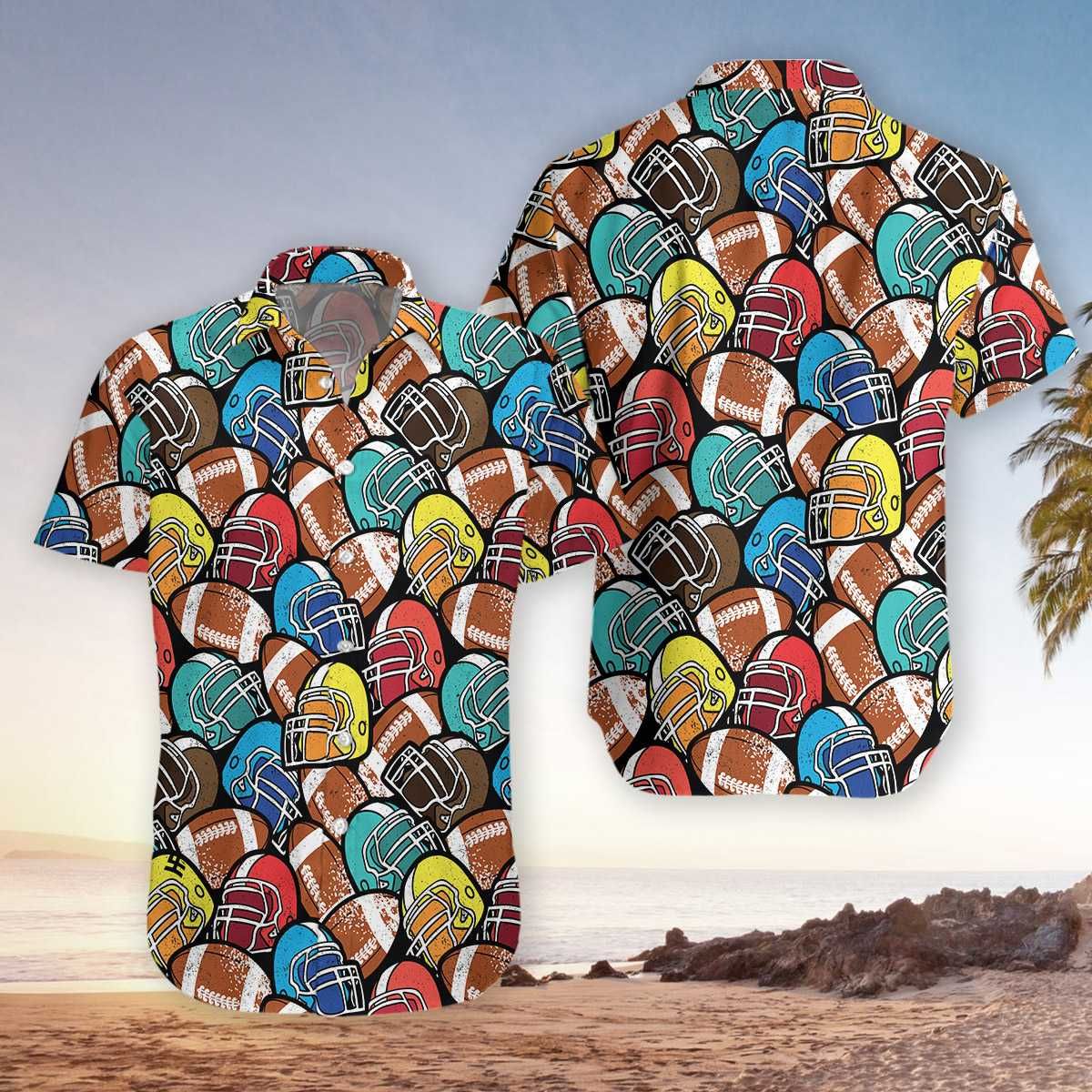 Colorful American Football Aloha Hawaiian Shirts Va