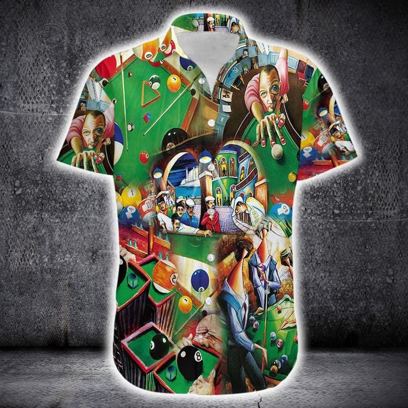 Cool Billiard Art Green Unisex Hawaiian Shirts