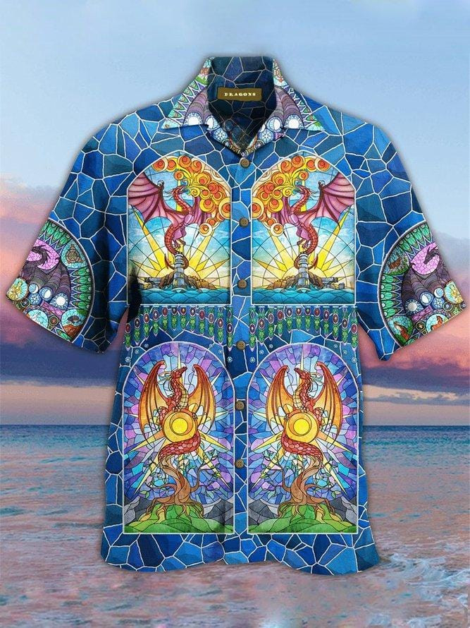 Cool Dragon Hawaiian Aloha Shirts Hippie Style Dh