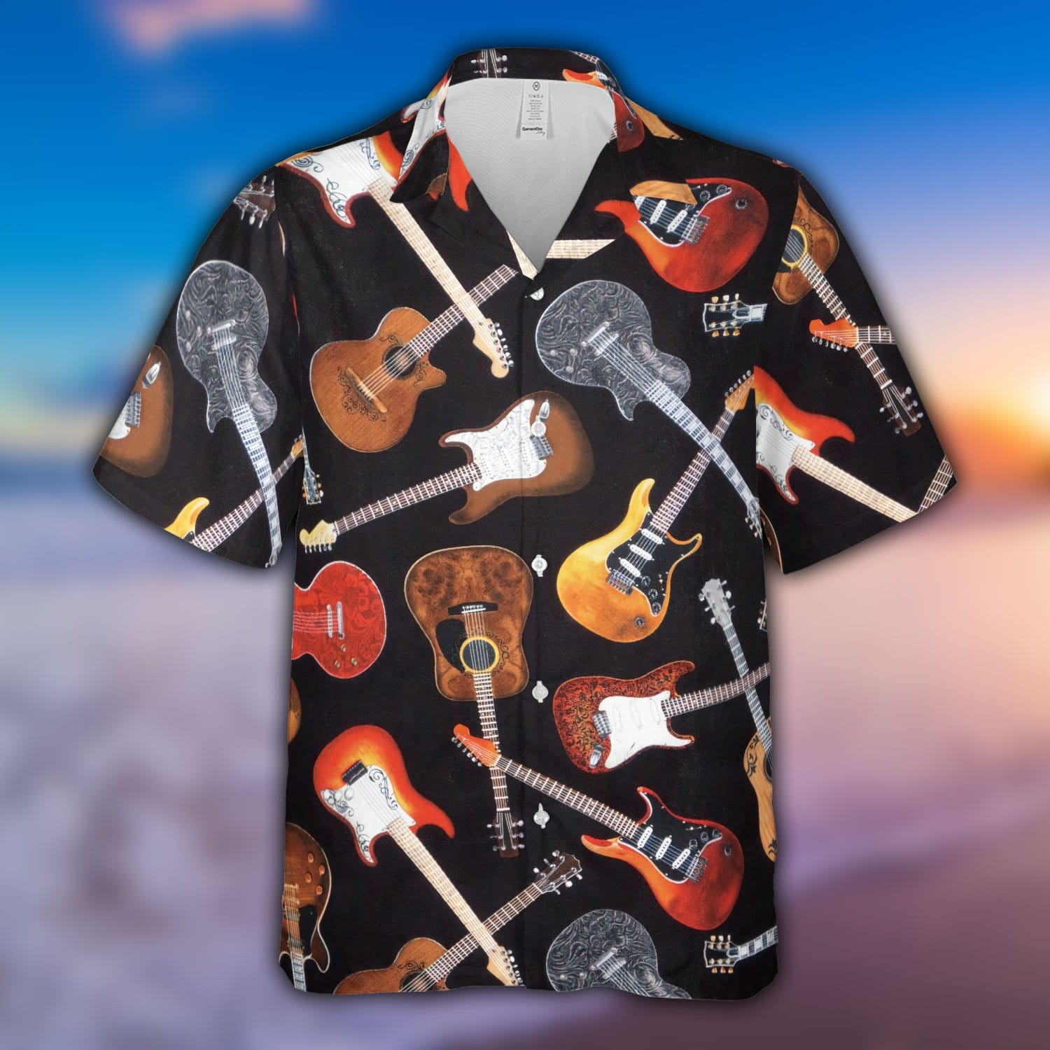 Cool Guitar You Hear The Music But You Feel The Bass Black Unisex Hawaiian Shirts