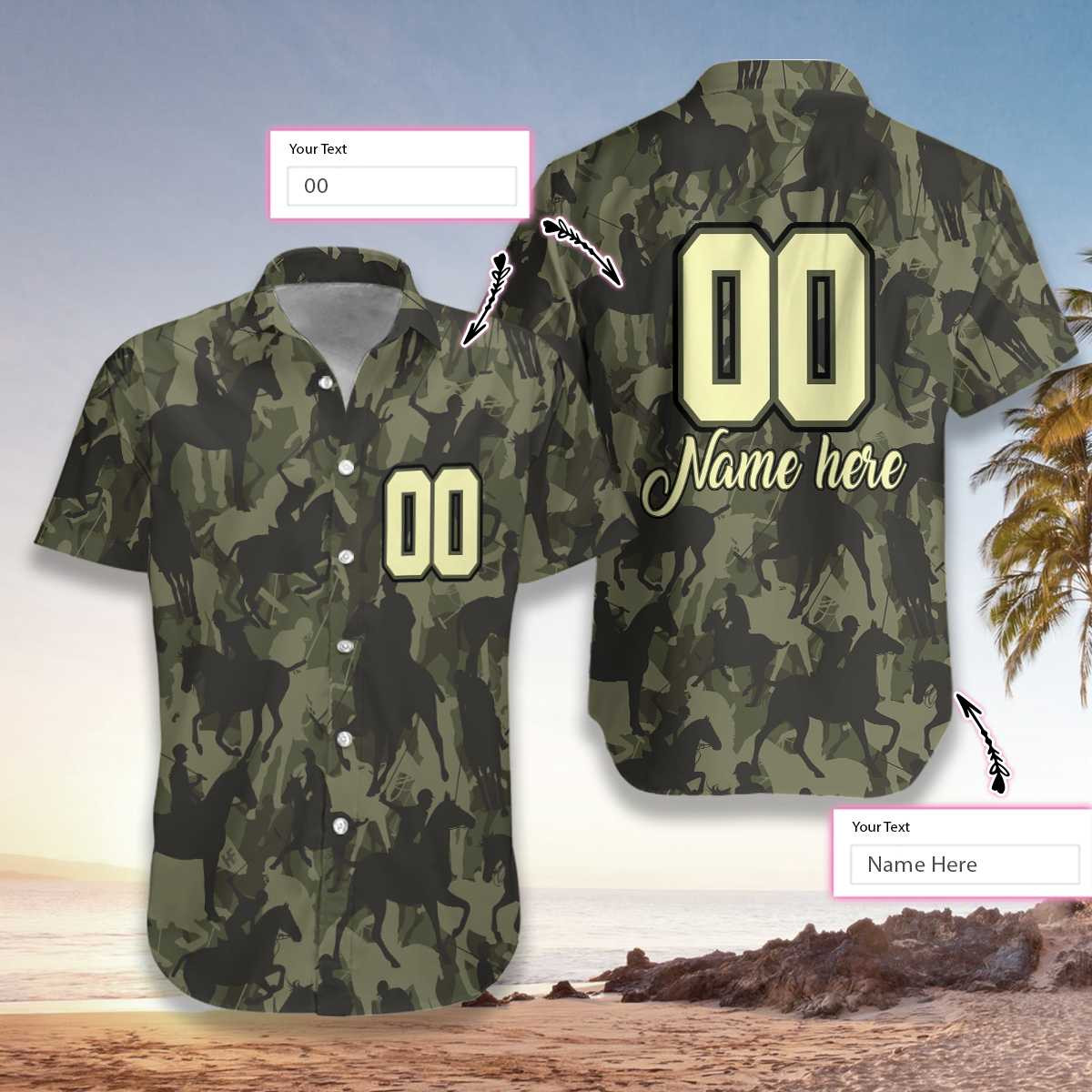 Custom Name And Number Hawaiian Aloha Shirts Polo Camo Pattern