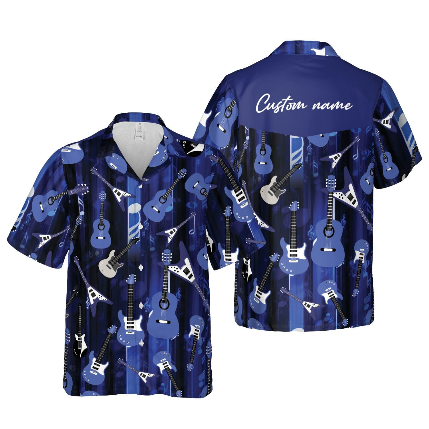 Custom Name Blue Electric Guitar Unisex Hawaiian Shirts 190721H