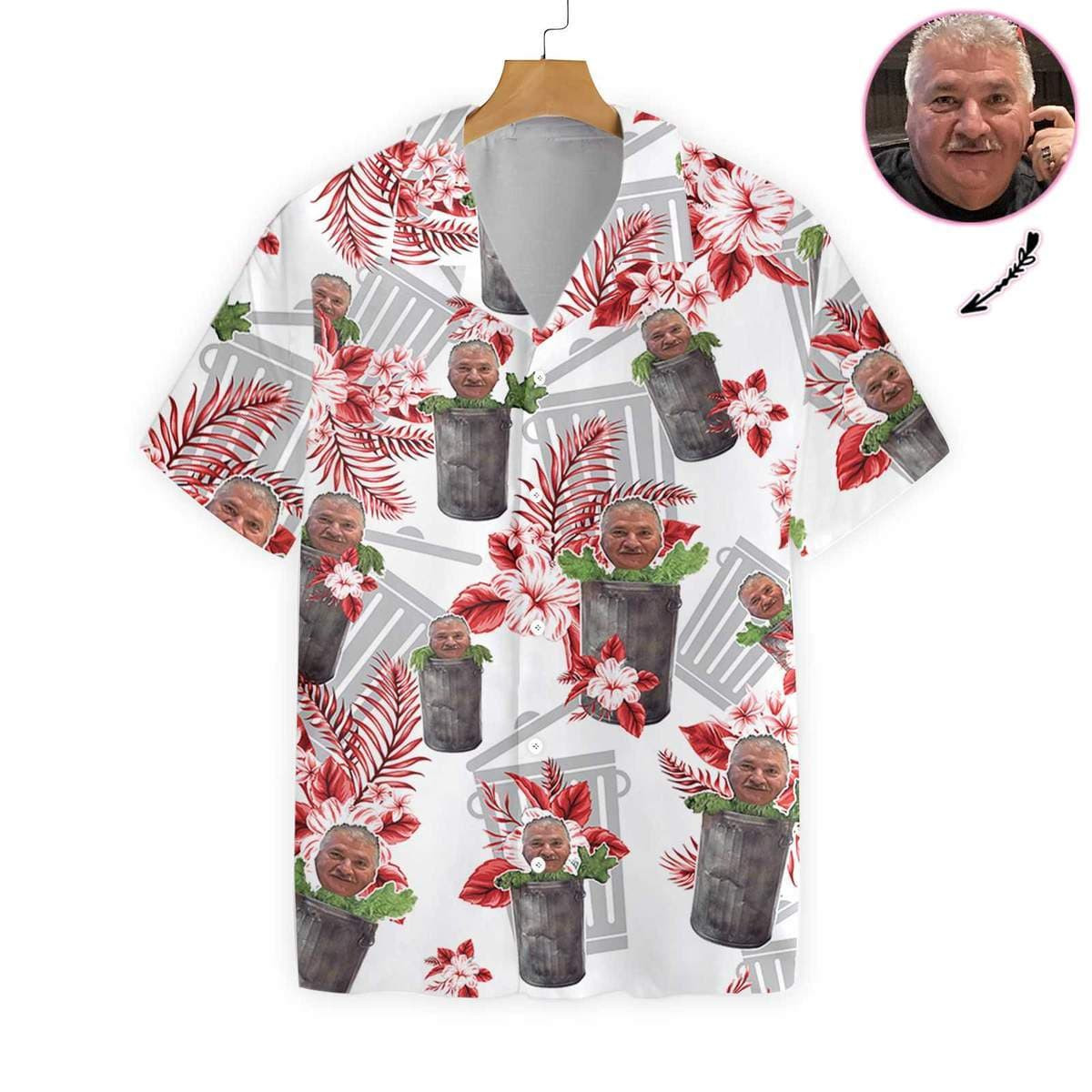 Customized Face Big Station Flower Hawaiian Shirts Dh