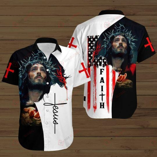 Faith Jesus American Flag Gift Easter Day Aloha Hawaiian Shirts