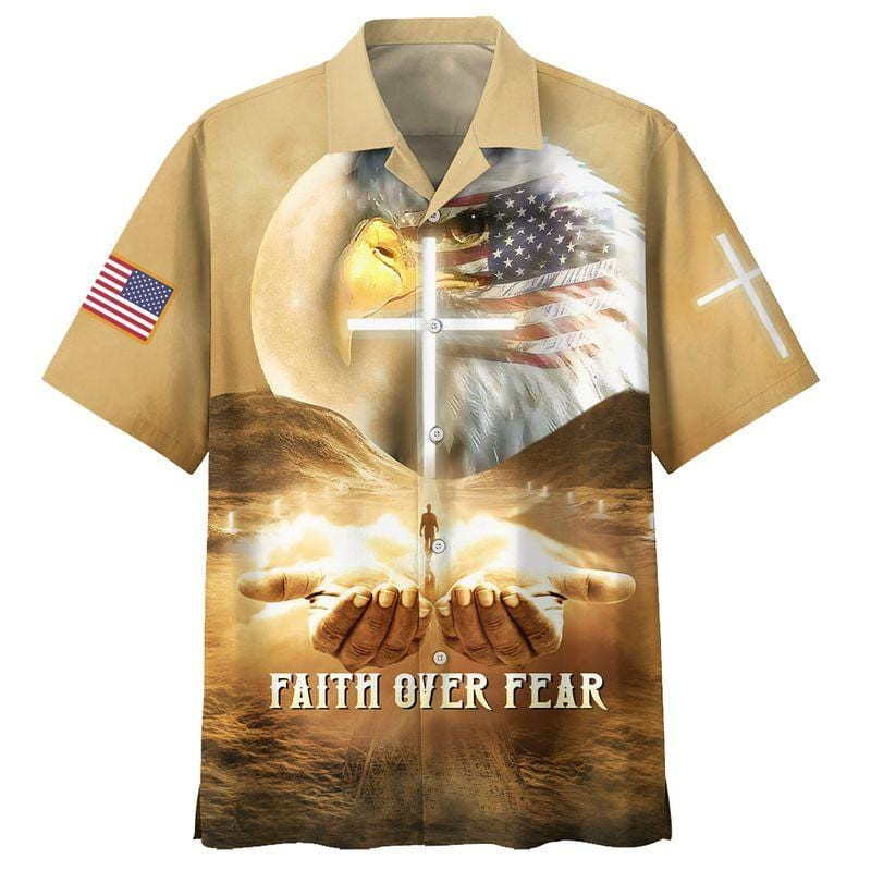 Faith Over Fear Jesus Hand Hawaiian Aloha Shirts