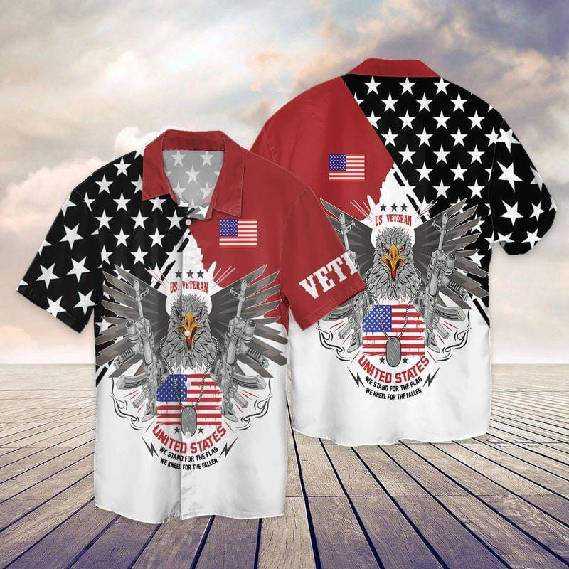 Father Day Gift Veteran We Stand For The Flag We Kneel For The Fallen Hawaiian Aloha Shirts