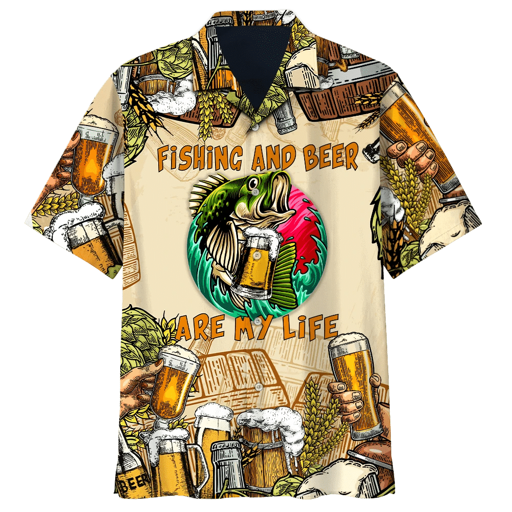 Fishing And Beer Is My Life Unisex Hawaiian Shirts - Beach Shorts