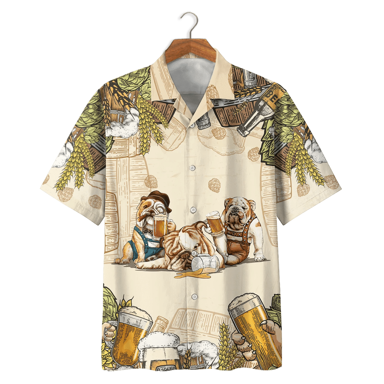 Funny Bulldog Friendship And Beer Unisex Hawaiian Shirts - Beach Shorts