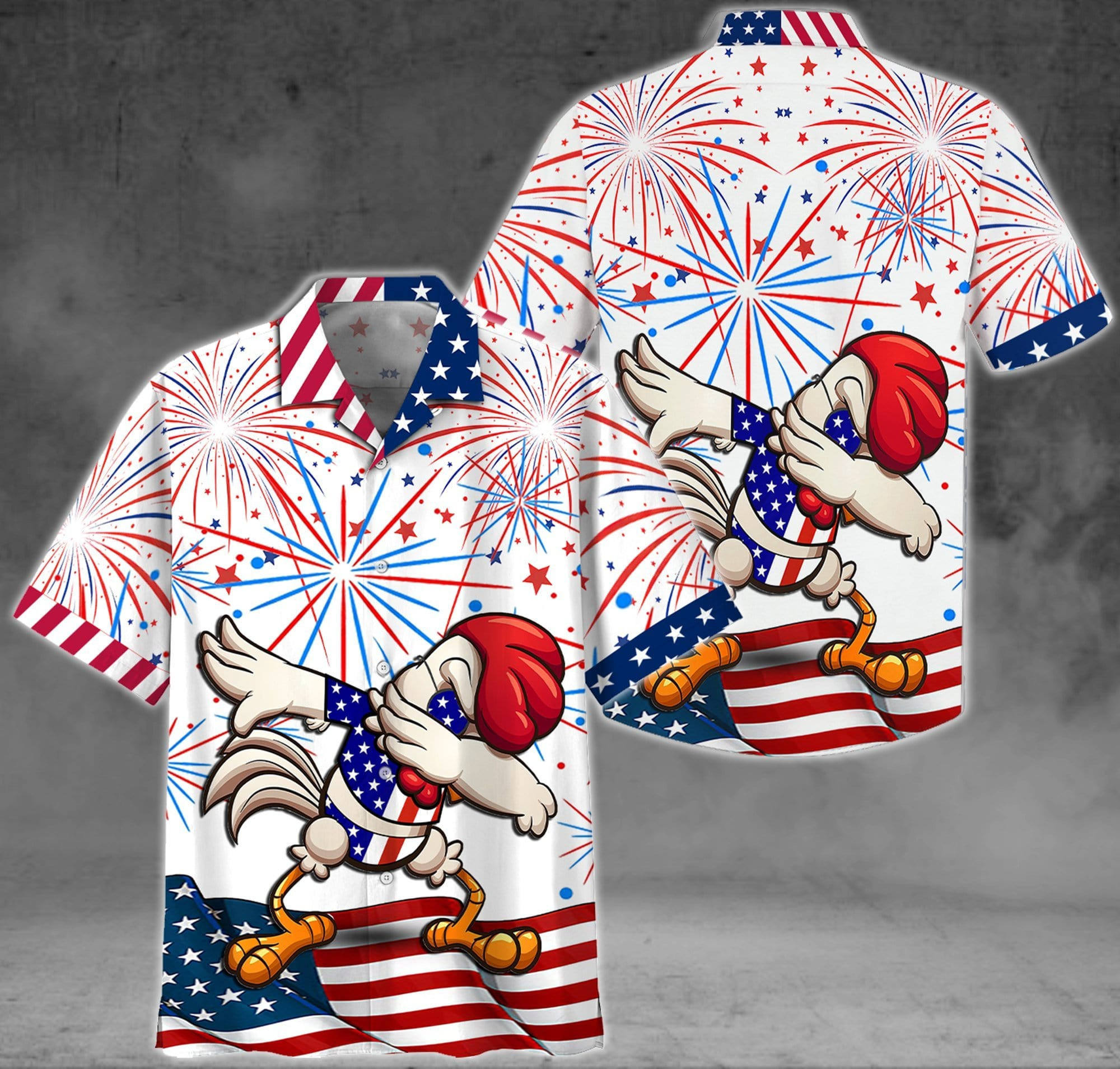 Funny Chicken For 4Th July Hawaiian Aloha Shirts Or Beach Shorts Dh