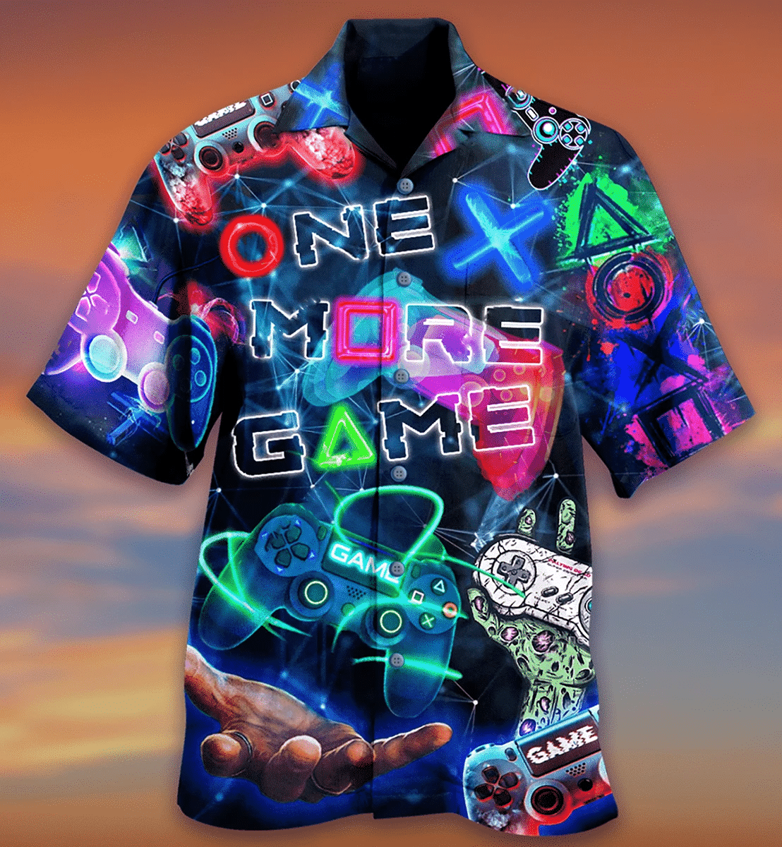 Game One More Time Neon Light Unisex Hawaiian Shirt