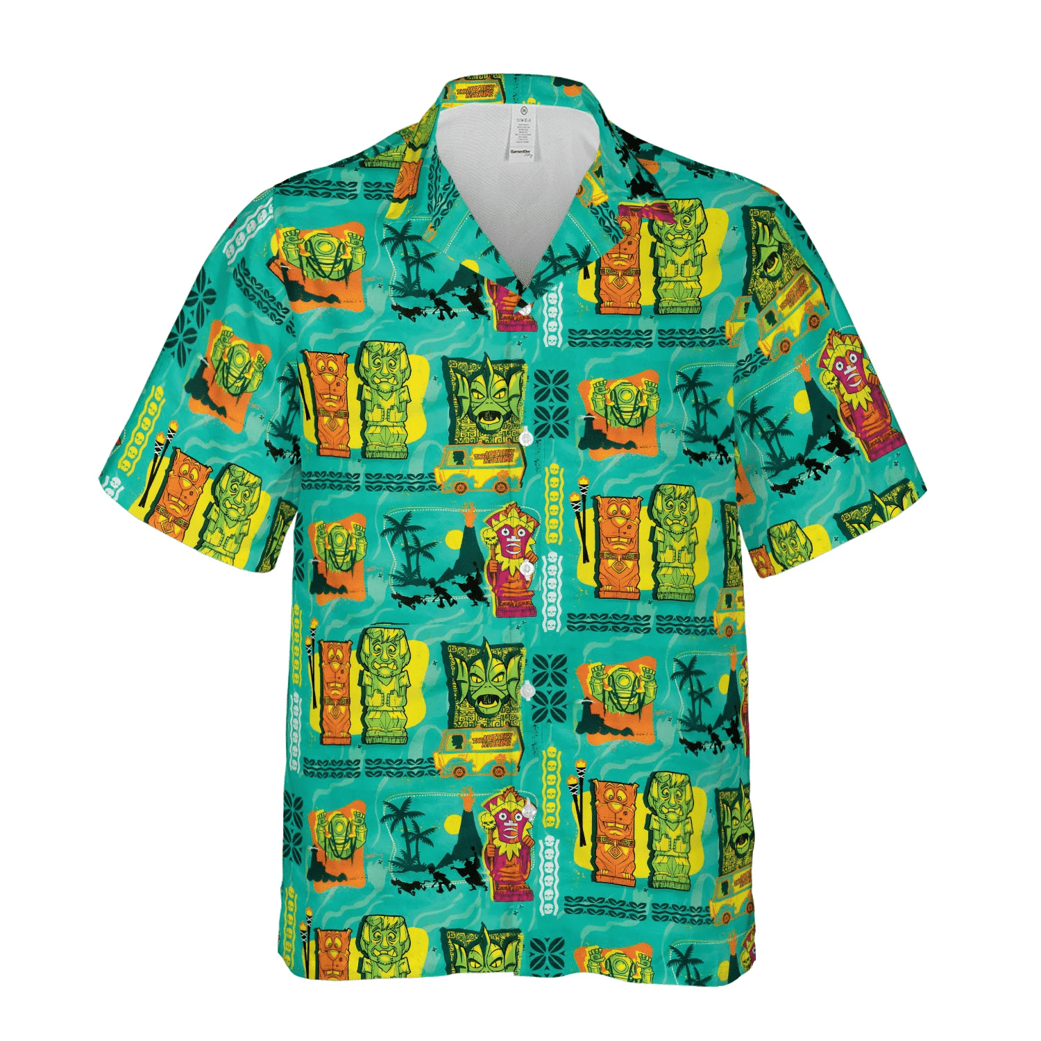 Scooby Dog Tiki Statue Tropical Hawaiian Aloha Shirts 020821H
